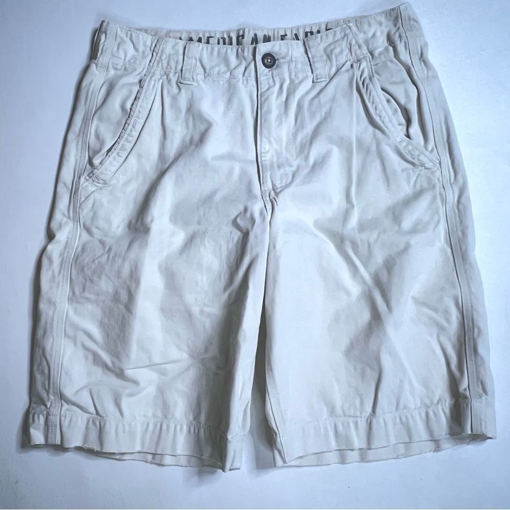 American Eagle Outfitters Long Length Cream Flat Front Shorts